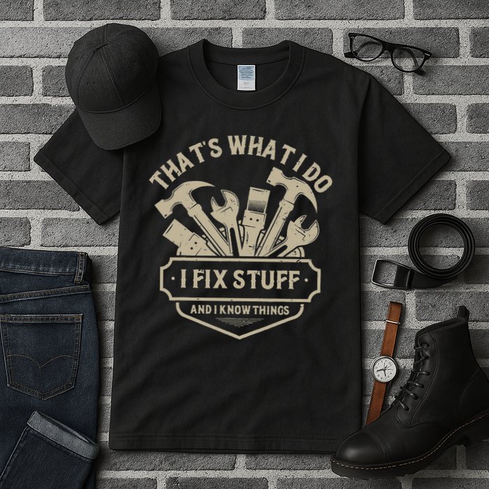 That's What I Do I Fix Stuff And I Know Things Handy Man Tall T-Shirt