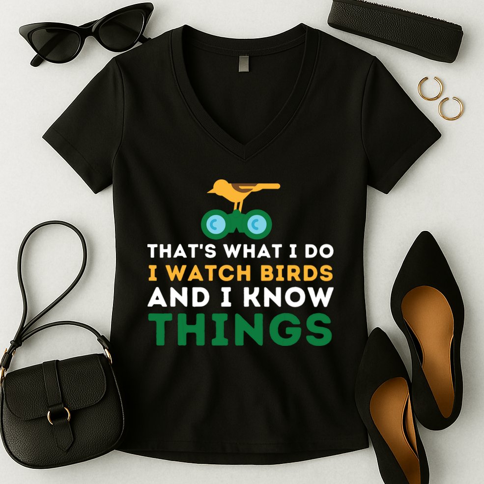 Thats What I Do I Watch Birds And I Know Things Birding Women's V-Neck T-Shirt