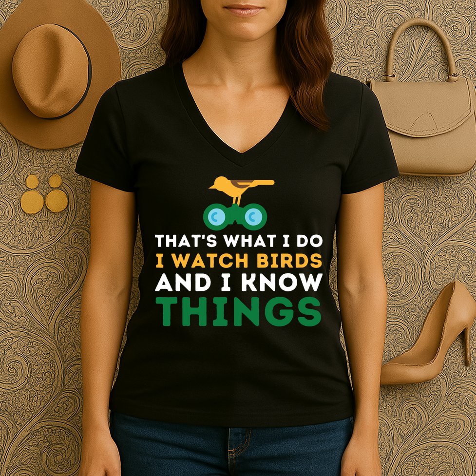 Thats What I Do I Watch Birds And I Know Things Birding Women's V-Neck T-Shirt