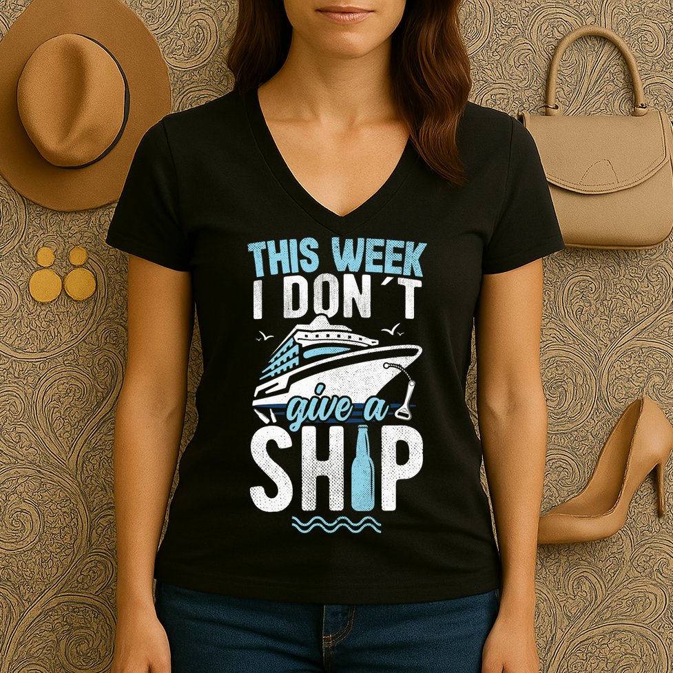 This Week I Don´t Give A Ship Cruise Trip Vacation Funny Women's V-Neck T-Shirt