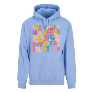 The World Is A Better Place With You In It Retro Good Vibes Gift Unisex Surf Hoodie