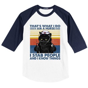 Thats What I Do I Am A Nurse I Stab People Cats Nursing Baseball Sleeve Shirt