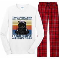 Thats What I Do I Am A Nurse I Stab People Cats Nursing Long Sleeve Pajama Set