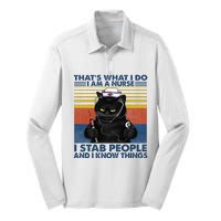 Thats What I Do I Am A Nurse I Stab People Cats Nursing Silk Touch Performance Long Sleeve Polo