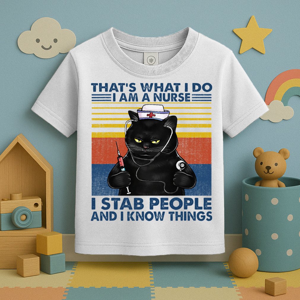 Thats What I Do I Am A Nurse I Stab People Cats Nursing Toddler T-Shirt