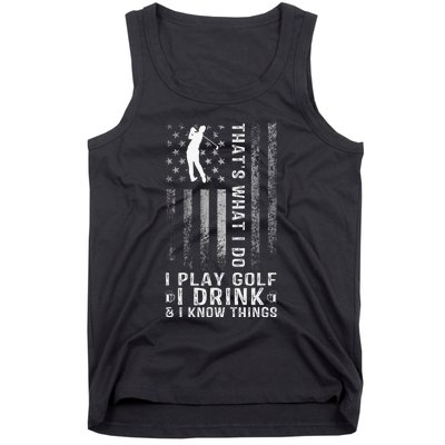 That's What I Do I Play Golf And I Know Things Retro Tank Top