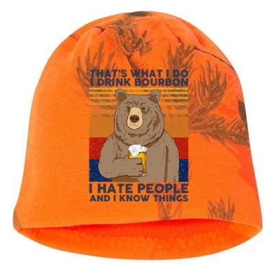 ThatS What I Do I Drink Bourbon I Hate People And I Know Things Kati - Camo Knit Beanie