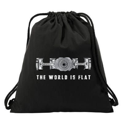 The World Is Flat Boxer Engine Car Enthusiast Drawstring Bag