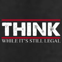 Think While It's Still Legal Distressed 7 Panel Mesh Trucker Snapback Hat