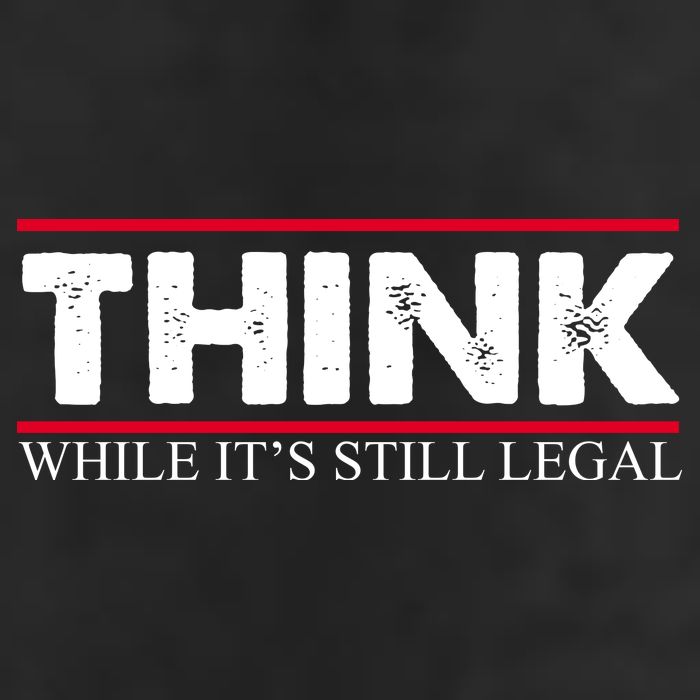Think While It's Still Legal Distressed 7 Panel Mesh Trucker Snapback Hat