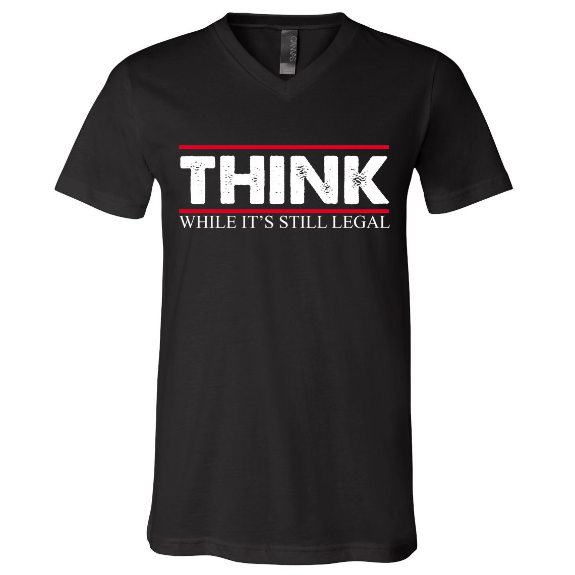 Think While It's Still Legal Distressed V-Neck T-Shirt