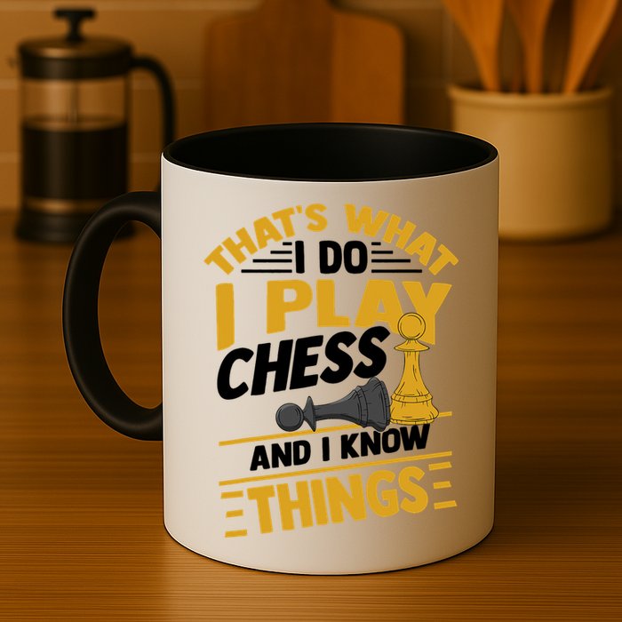 Thats What I Do I Play Chess And I Know Things Funny Chessboard Set King Mug