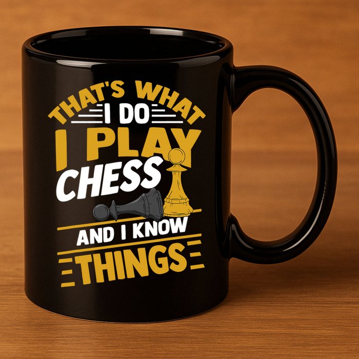 Thats What I Do I Play Chess And I Know Things Funny Chessboard Set King 11oz C Handle Ceramic Mug