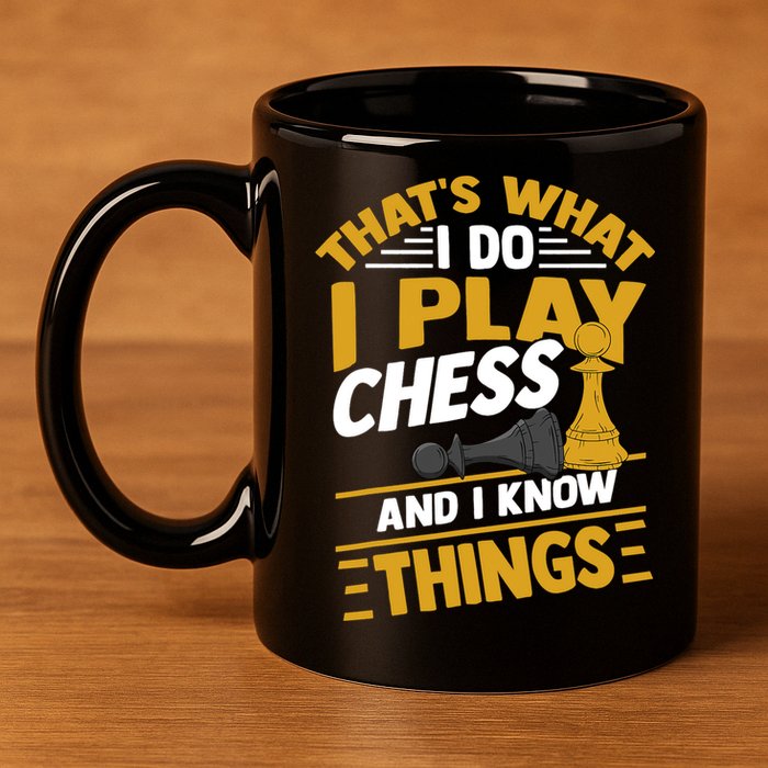 Thats What I Do I Play Chess And I Know Things Funny Chessboard Set King 11oz C Handle Ceramic Mug