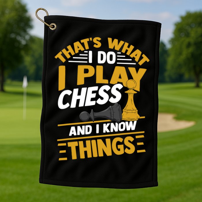 Thats What I Do I Play Chess And I Know Things Funny Chessboard Set King Golf Towel