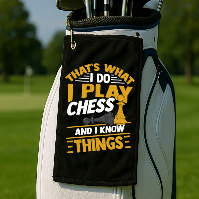 Thats What I Do I Play Chess And I Know Things Funny Chessboard Set King Golf Towel