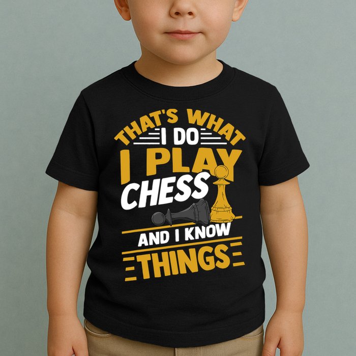 Thats What I Do I Play Chess And I Know Things Funny Chessboard Set King Toddler T-Shirt