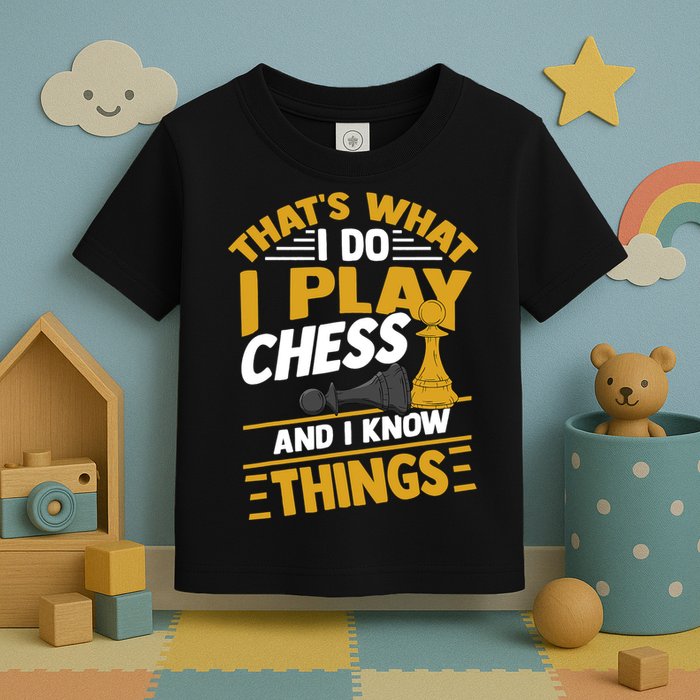 Thats What I Do I Play Chess And I Know Things Funny Chessboard Set King Toddler T-Shirt