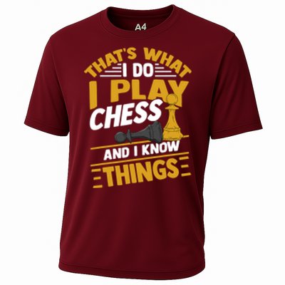 Thats What I Do I Play Chess And I Know Things Funny Chessboard Set King Cooling Performance Crew T-Shirt