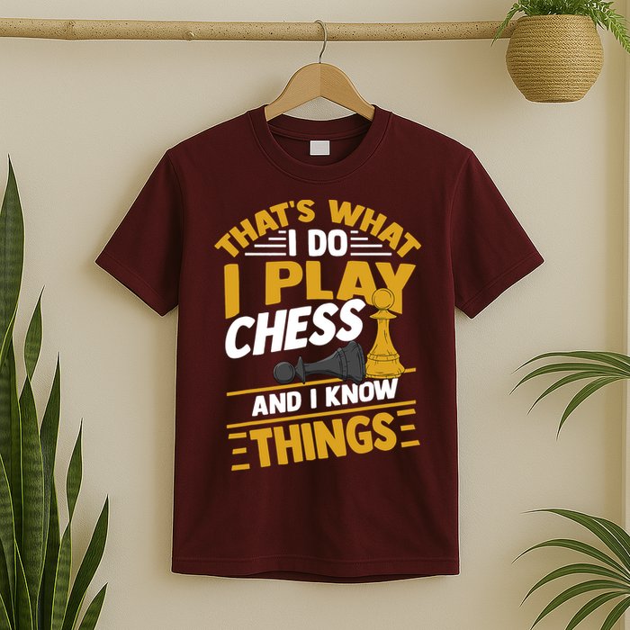 Thats What I Do I Play Chess And I Know Things Funny Chessboard Set King T-Shirt