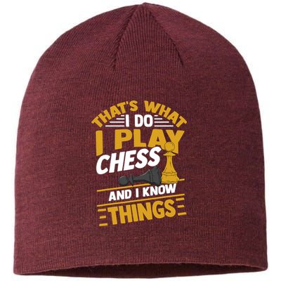 Thats What I Do I Play Chess And I Know Things Funny Chessboard Set King Sustainable Beanie