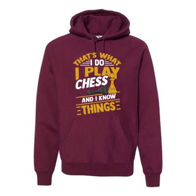 Thats What I Do I Play Chess And I Know Things Funny Chessboard Set King Premium Hoodie