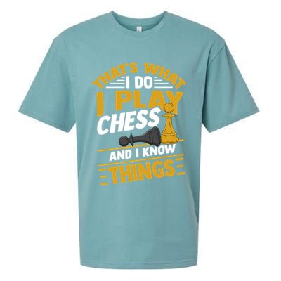 Thats What I Do I Play Chess And I Know Things Funny Chessboard Set King Sueded Cloud Jersey T-Shirt