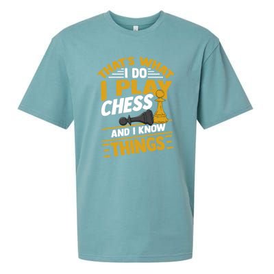 Thats What I Do I Play Chess And I Know Things Funny Chessboard Set King Sueded Cloud Jersey T-Shirt