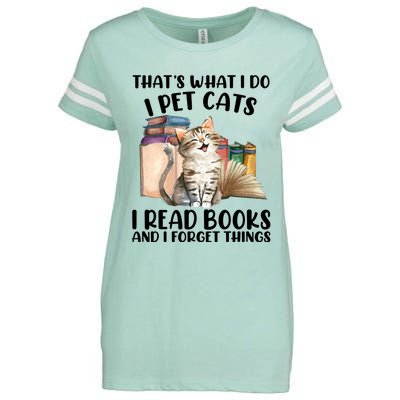 Thats What I Do I Pet Cats I Read Books And I Forget Things Enza Ladies Jersey Football T-Shirt