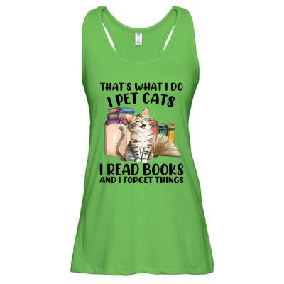 Thats What I Do I Pet Cats I Read Books And I Forget Things Ladies Essential Flowy Tank