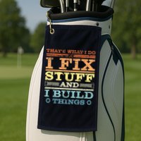 THAT'S WHAT I DO I FIX STUFF AND I BUILD THINGS WEATHERED Golf Towel