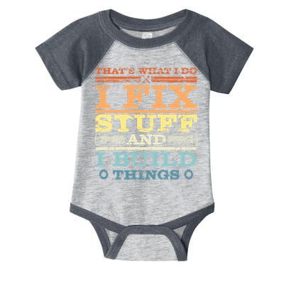 THAT'S WHAT I DO I FIX STUFF AND I BUILD THINGS WEATHERED Infant Baby Jersey Bodysuit