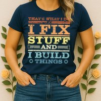THAT'S WHAT I DO I FIX STUFF AND I BUILD THINGS WEATHERED Womens T-Shirt
