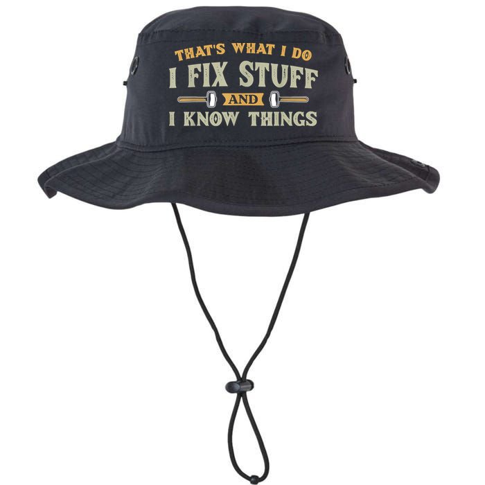 That's What I Do I Fix Stuff And I Know Things Funny Saying Bucket Hat