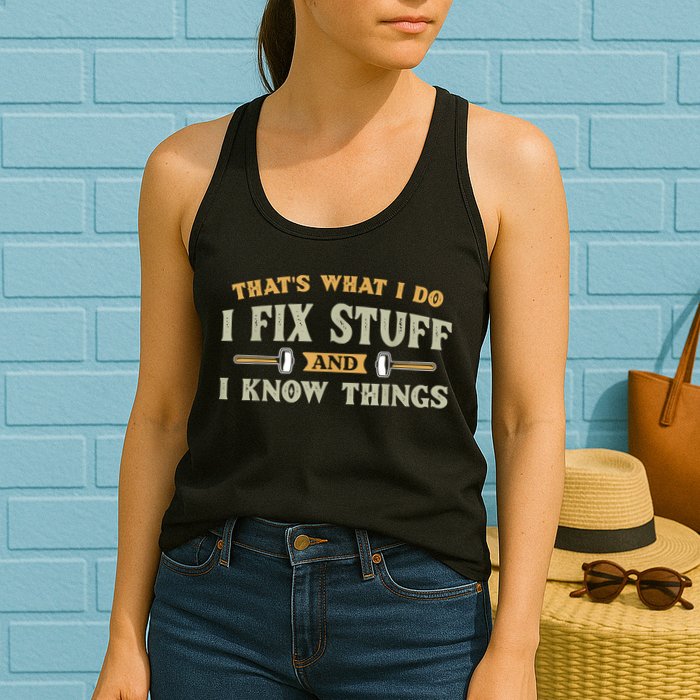 That's What I Do I Fix Stuff And I Know Things Funny Saying Womens Tank Top