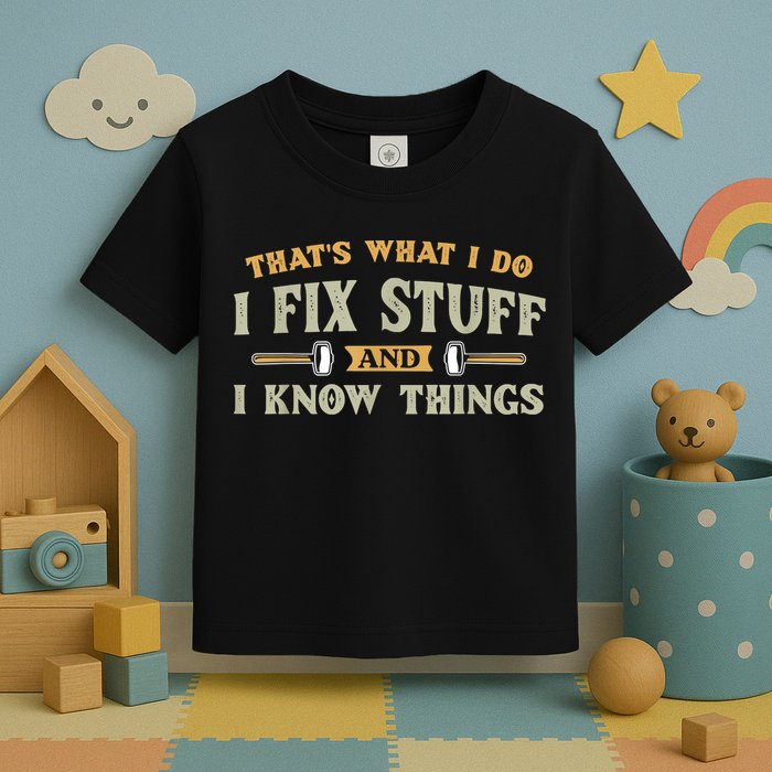 That's What I Do I Fix Stuff And I Know Things Funny Saying Toddler T-Shirt