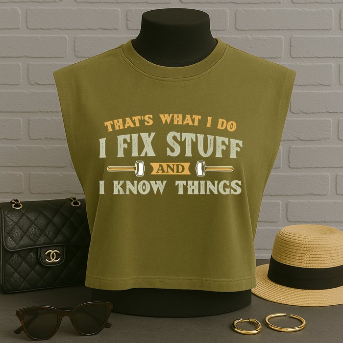 That's What I Do I Fix Stuff And I Know Things Funny Saying Garment-Dyed Women's Muscle Tee