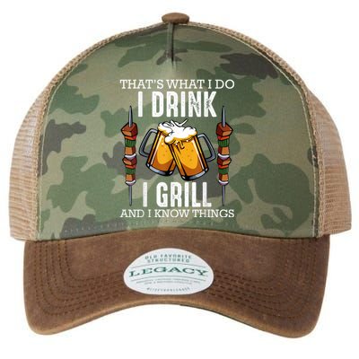 That's What I Do I Drink I Grill And Know Things BBQ Beer Legacy Tie Dye Trucker Hat