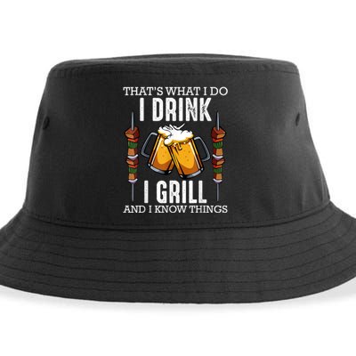 That's What I Do I Drink I Grill And Know Things BBQ Beer Sustainable Bucket Hat