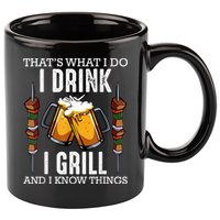 That's What I Do I Drink I Grill And Know Things BBQ Beer 11oz C Handle Ceramic Mug
