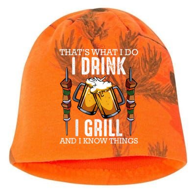 That's What I Do I Drink I Grill And Know Things BBQ Beer Kati - Camo Knit Beanie