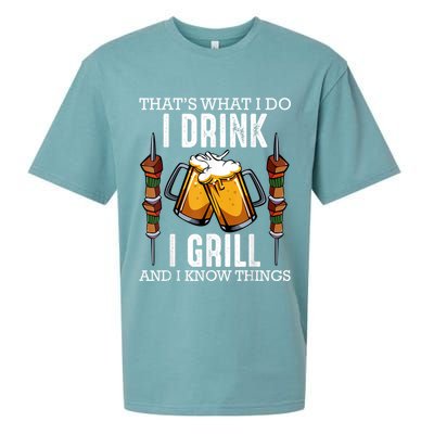 That's What I Do I Drink I Grill And Know Things BBQ Beer Sueded Cloud Jersey T-Shirt