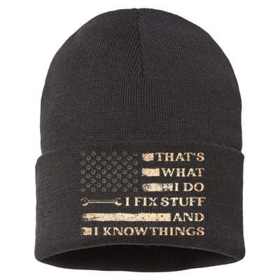 Thats What I Do I Fix Stuff And I Build Things Funny Saying Sustainable Knit Beanie