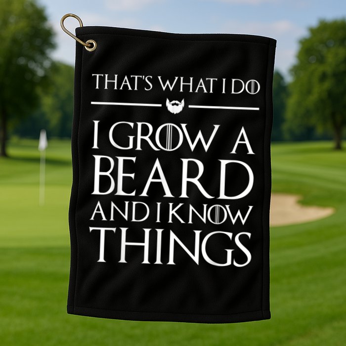 That's What I Do I Grow A Beard And I Know Things Beard Golf Towel