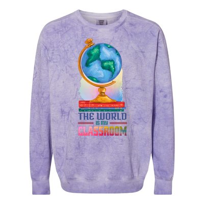 The World Is My Classroom Globe Colorblast Crewneck Sweatshirt