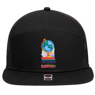 The World Is My Classroom Globe 7 Panel Mesh Trucker Snapback Hat