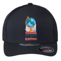 The World Is My Classroom Globe Flexfit Unipanel Trucker Cap
