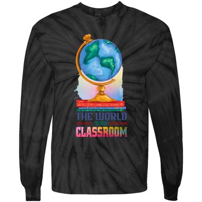 The World Is My Classroom Globe Tie-Dye Long Sleeve Shirt