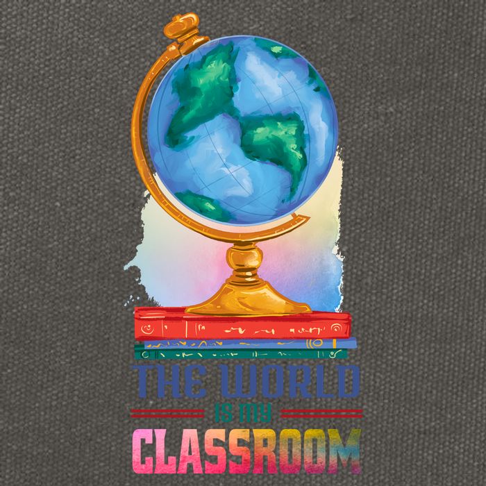 The World Is My Classroom Globe Cotton Canvas Backpack