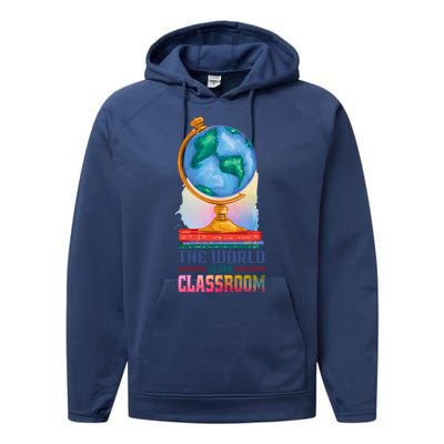 The World Is My Classroom Globe Performance Fleece Hoodie